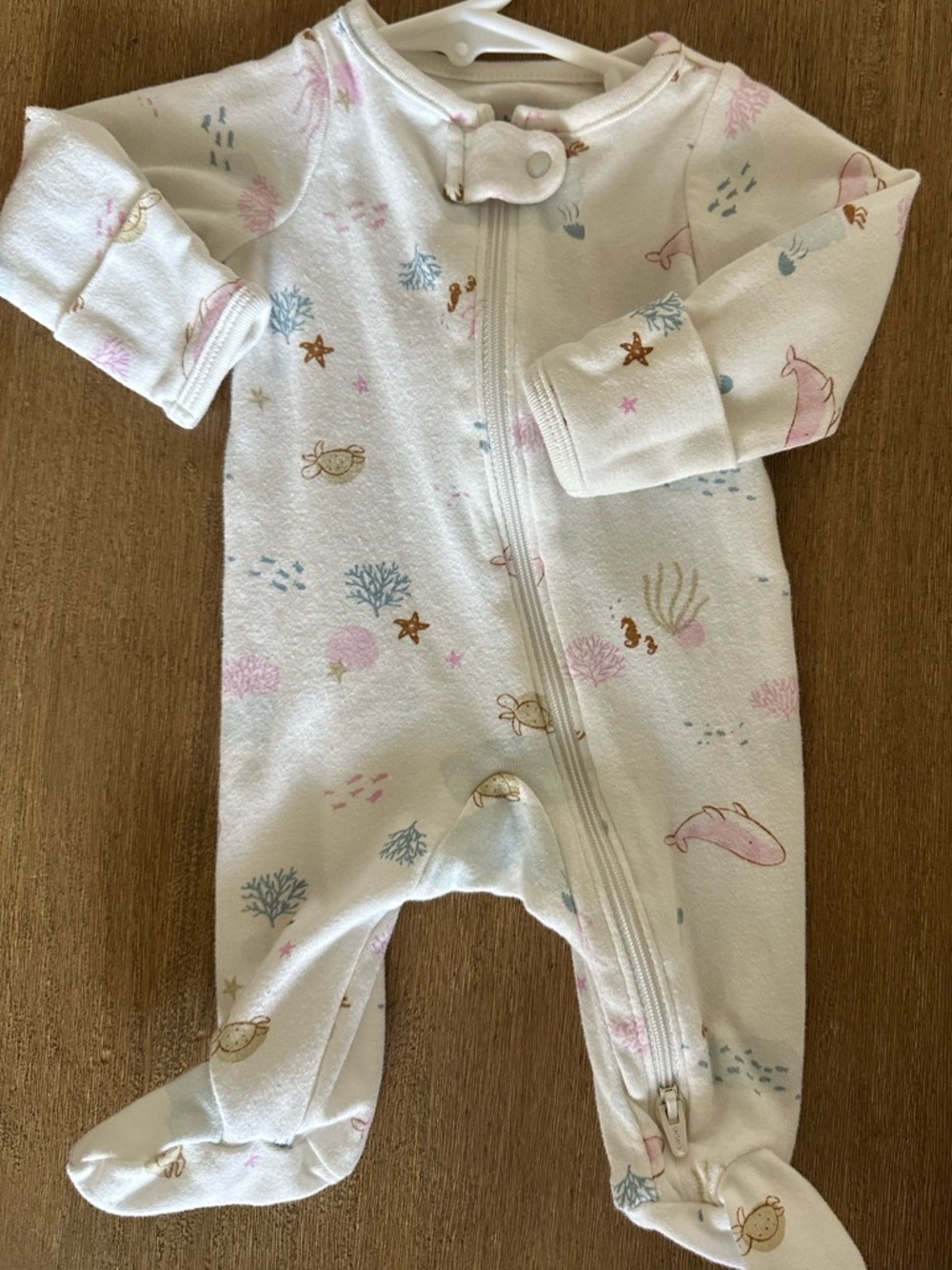 Carter's White Footed One-Piece with Pastel Sea Animal Print
